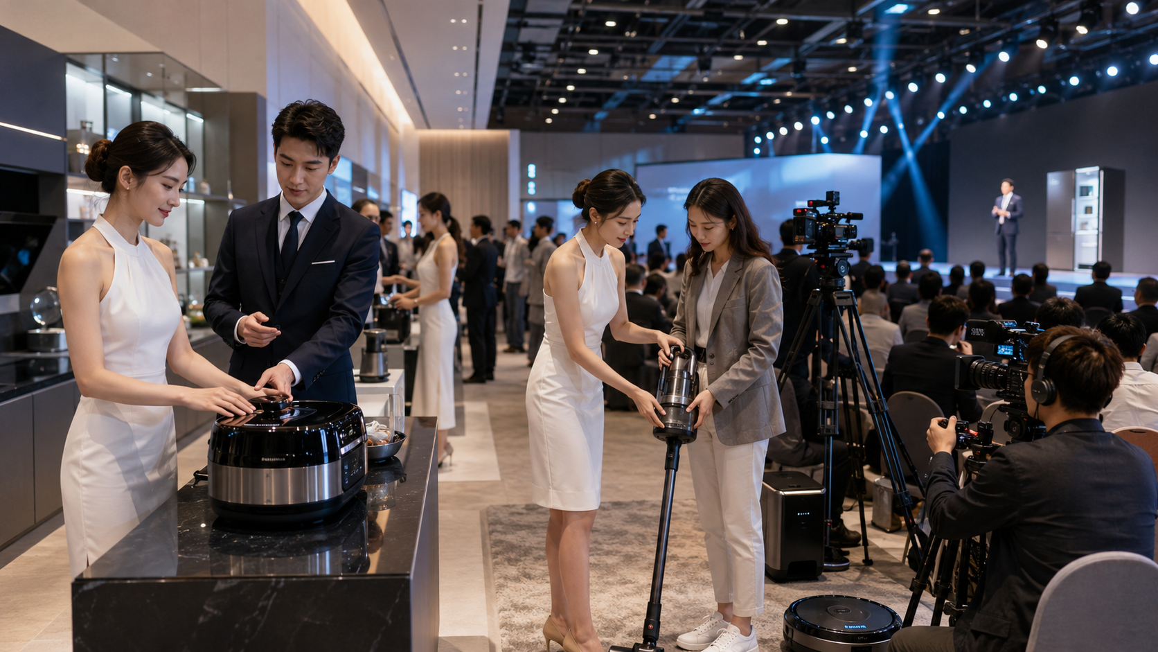 家电品牌发布会模特配置：展品演示、互动体验与新闻发布场景