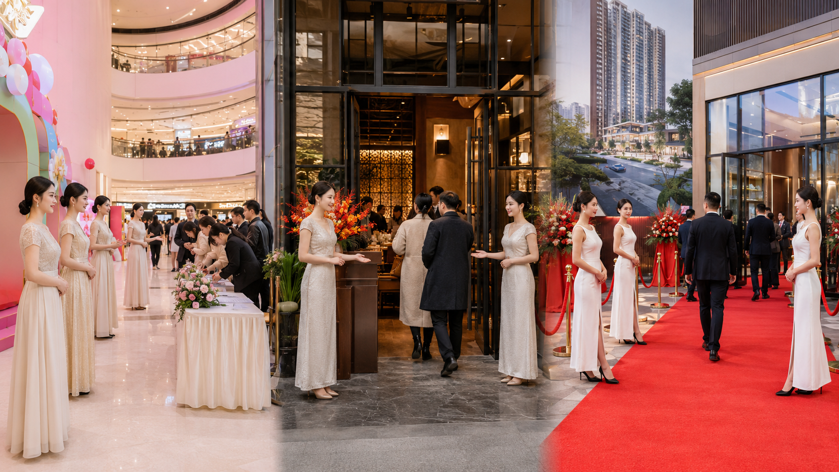 商场、餐饮、地产开业庆典礼仪模特配置区别：人数、动线与造型