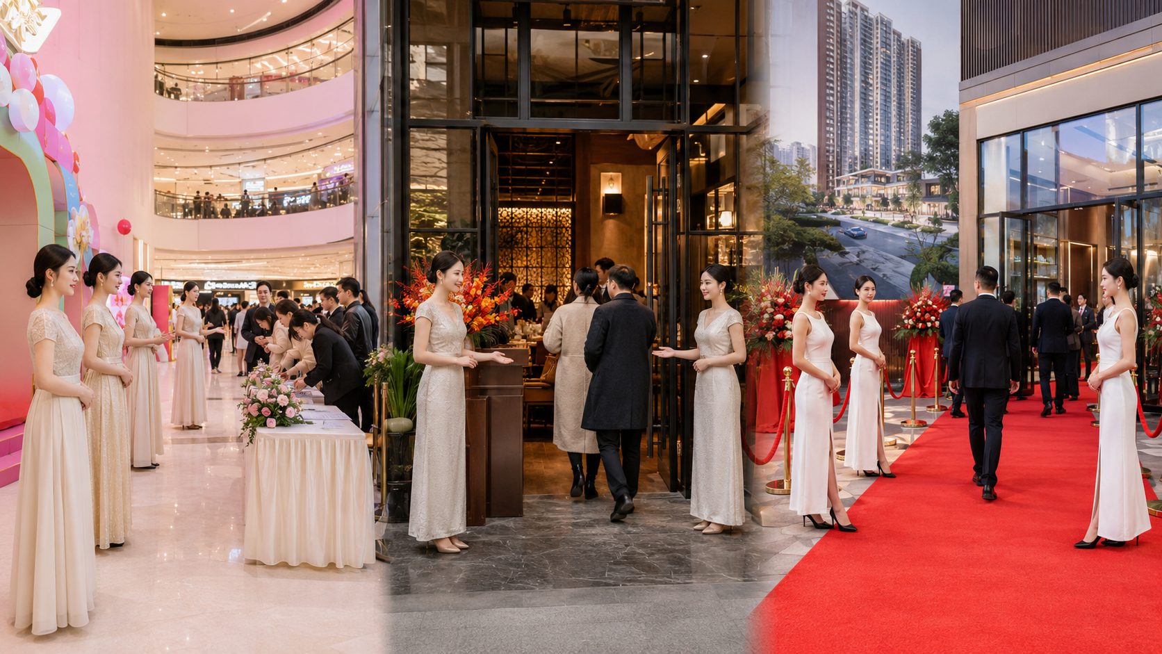 商场、餐饮、地产开业庆典礼仪模特配置区别:人数、动线与造型